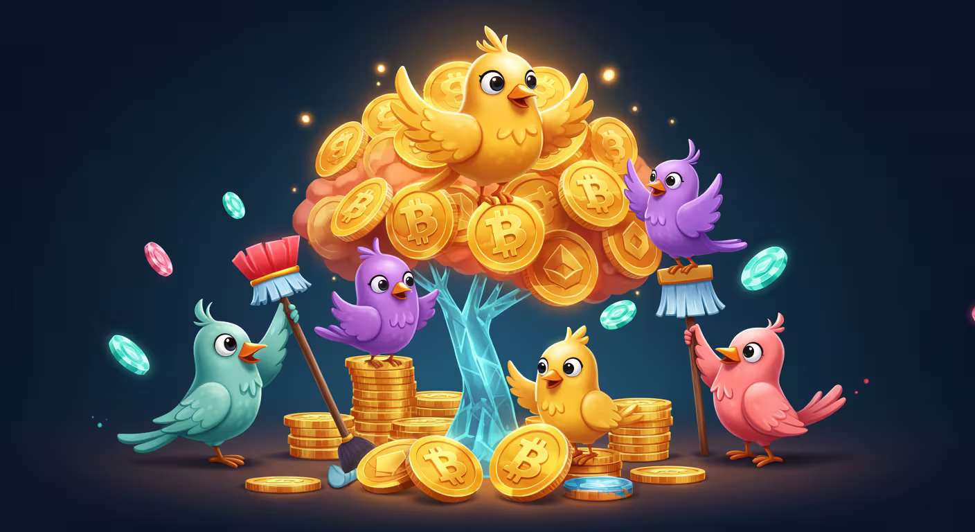 BirdSpin bonus guide hero art with neon rewards